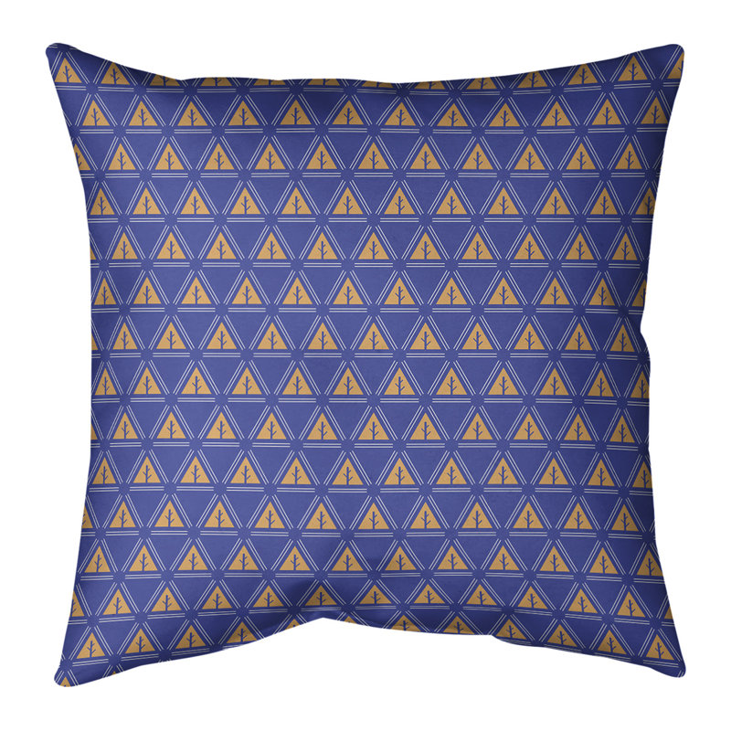 Coussin décoratif à motif d’arbre minimaliste classic Barbra, Bourre en polyester, Bleu / Orange, 28 po x 28 po