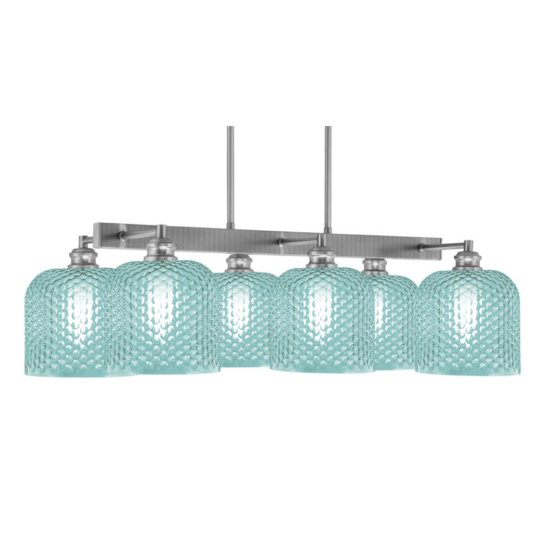 Barre d'éclairage 6 lumières Edge, Turquoise, Nickel brossé