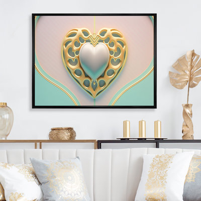 «Contemporary Pastel Radiating Pink Heart III», reproduction sur toile