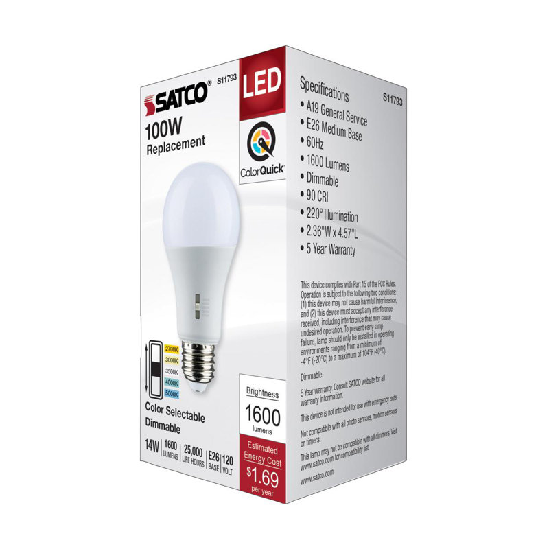 14 Watt White LED Bulb, 100 Watt Equivalent