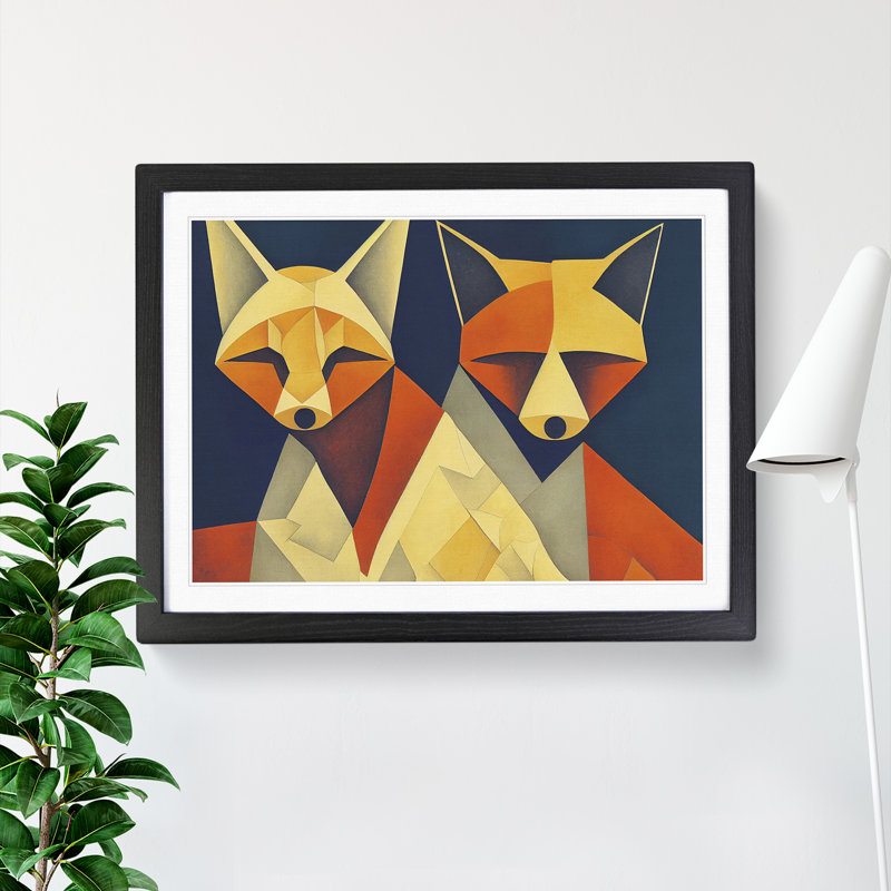 Two Abstract Foxes Vol.3 - Framed Print, Black, 46cm H x 64cm W x 2cm D