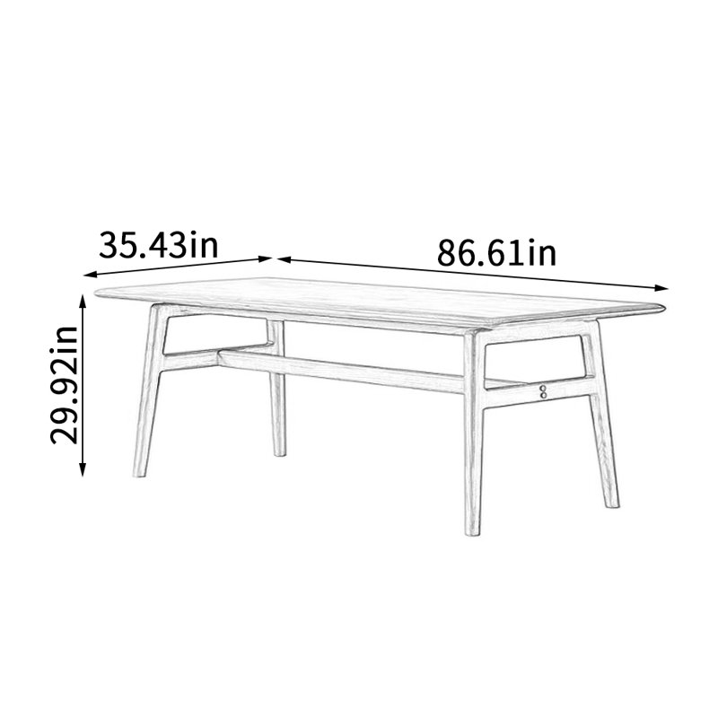 Table en bois de noyer durable de haute qualité, H 29,92 po x L 86,61 po x l 35,43 po