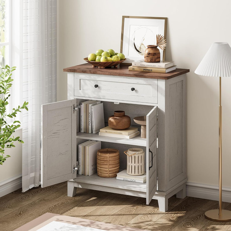 Single Storage Cabinet ( 92.5cm H x 80cm W x 40cm D), Brown/White