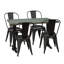Solid Wood Top Metal Base Dining Table-72770786