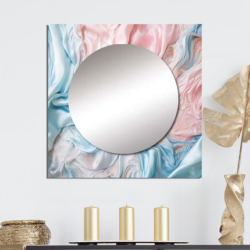 Pieternella - Miroir abstrait mural carré en marbre pour salle de bain, 23 po x 23 po