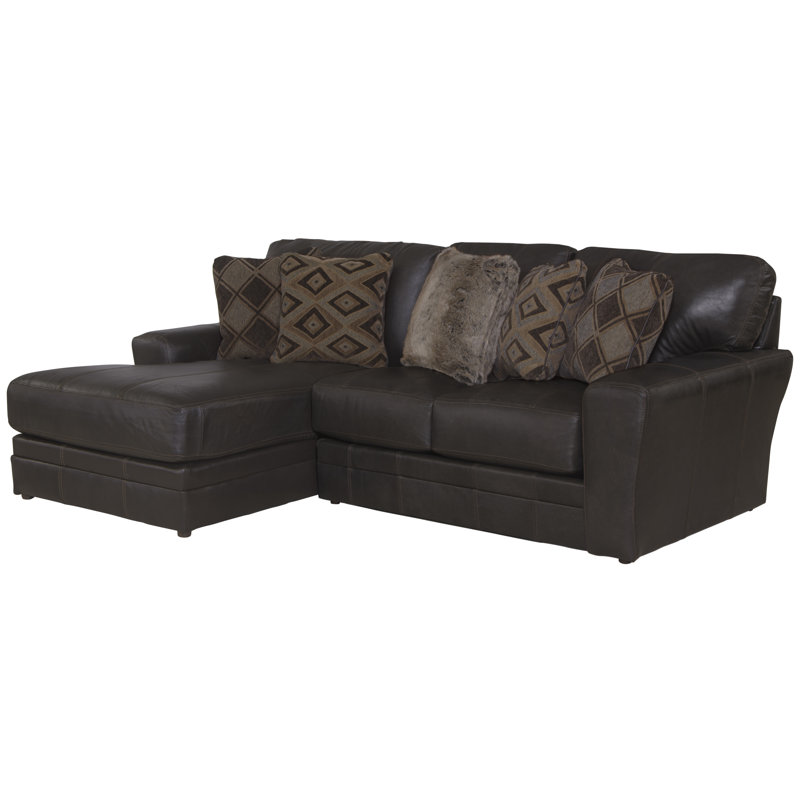Andrienne 2 - Piece Top Grain Italian Leather Match Sectional with 5 Accent Pillows, Left Hand Facing