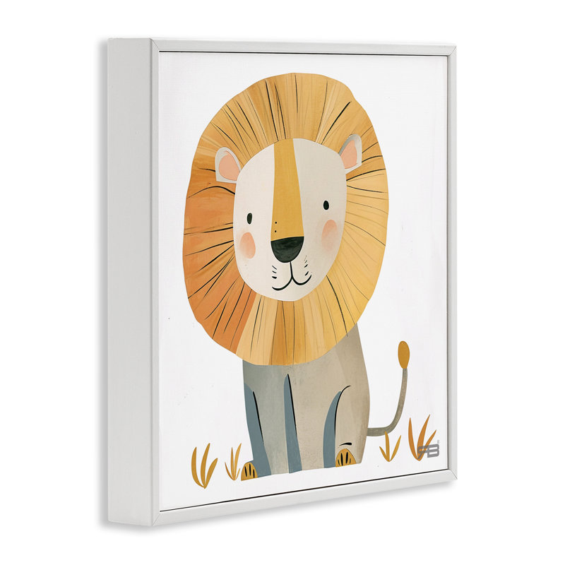Dessin de giclée de lion fantaisiste souriant par Roozbeh Bahramali, 12" H x 12" W