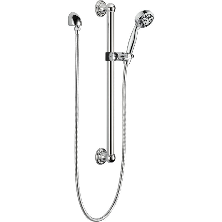 5-Setting Premium Hand Shower With Adjustable Slide Bar Assembly And Wall Supply Elbow In Chrome