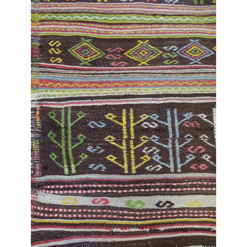 Jijim One-of-a-Kind 5'7" X 8'5" 2000s Wool Area Rug in Brown/Chocolate/Green