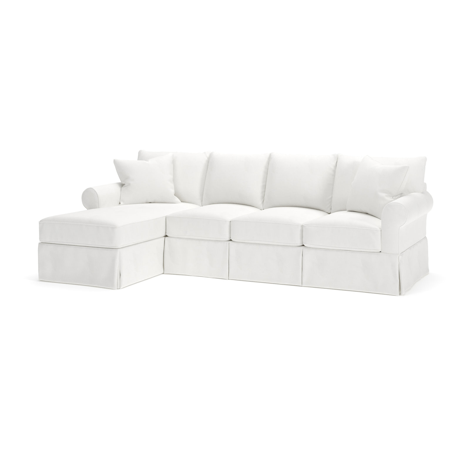 Amari Slipcovered Sectional with Sleeper Sofa, Classic Bleach White Twill, Left Hand Facing