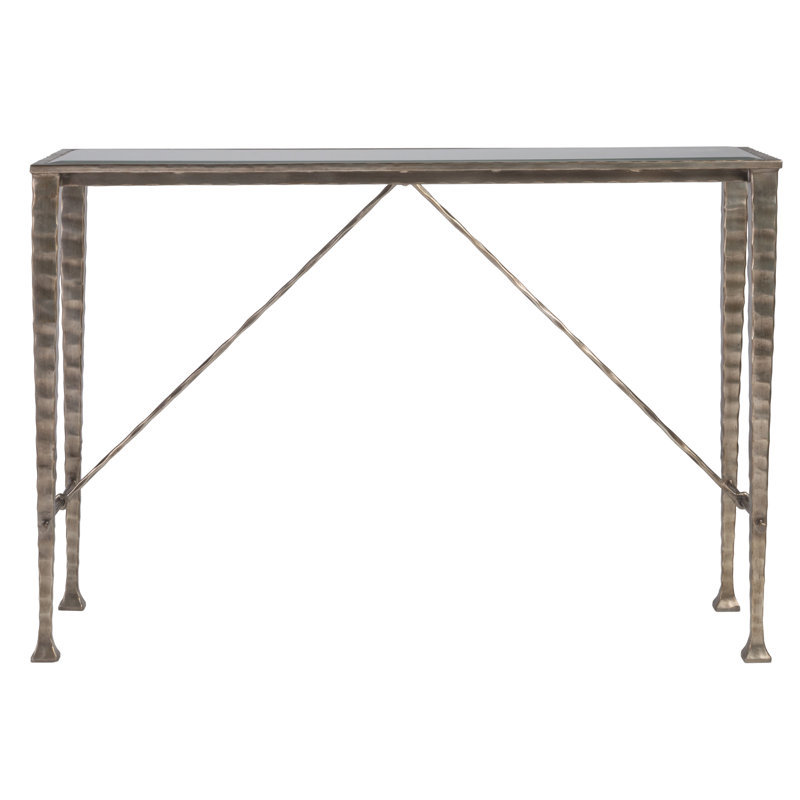 Cortona Rectangular Brown Metal and Glass Console Table