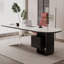 Bureau semi-circulaire noir + blanc + bois manufacturé + acier + acrylique avec 2 tiroirs-465976-465982
