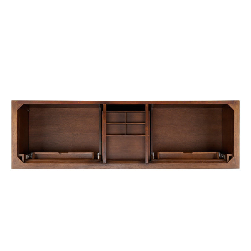 Claudia 72" Freestanding Mahogany Double Basin Vanity Set with Cabinet, Vanity Top, Arctic White Quartz, Antique Coffee
