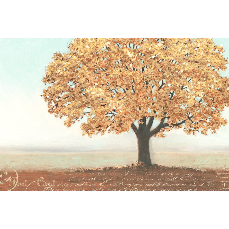 Arbre doré, arbre de la Sagesse, carte postale, doré, doré, brun, orange, beige, H 24 po x l 48 po x P 1,5 po