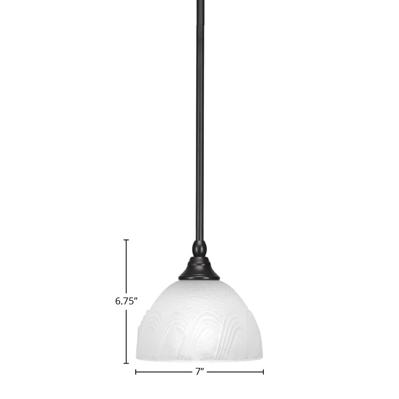 Mini-luminaire suspendu à tige, Noir mat, Blanc
