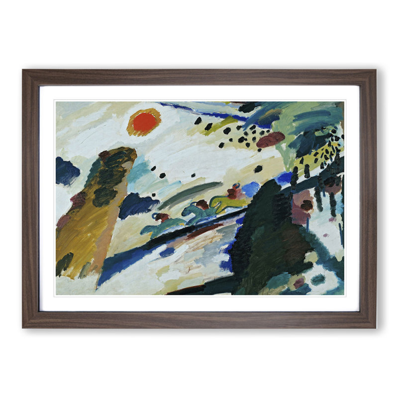 Romantic Landscape by Wassily Kandinsky - Picture Frame Painting, Walnut Framed, 27cm H x 36cm W x 2cm D