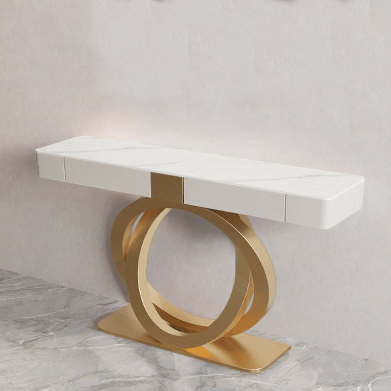Console Nordic Light Luxury, Blanc, H 36,2 po x l 47,2 po x P 13,8 po , Doré