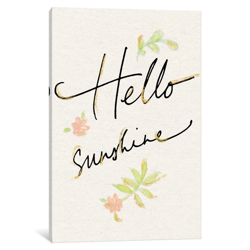 « hello soleil », art textuel sur toile, H 12 po x l 8 po x P 0,75 po, Toile tendue, Pas de tapis