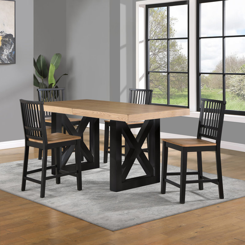 Ensemble de salle à manger à hauteur de comptoir Lixy, 5 pièces: table, 4 chaises
