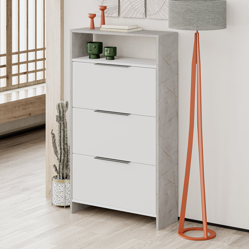 Shoe Storage Cabinet with Top Shelf Engineered Wood Multiple Colors