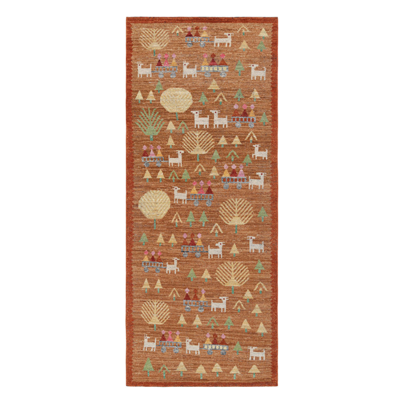 Burano Hand Knotted Wool Geometric Area Rug, Rectangle 5' x 7'