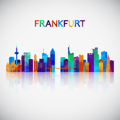 Throop Frankfurt Skyline Silhouette by Greens87 - Wrapped Canvas Print
