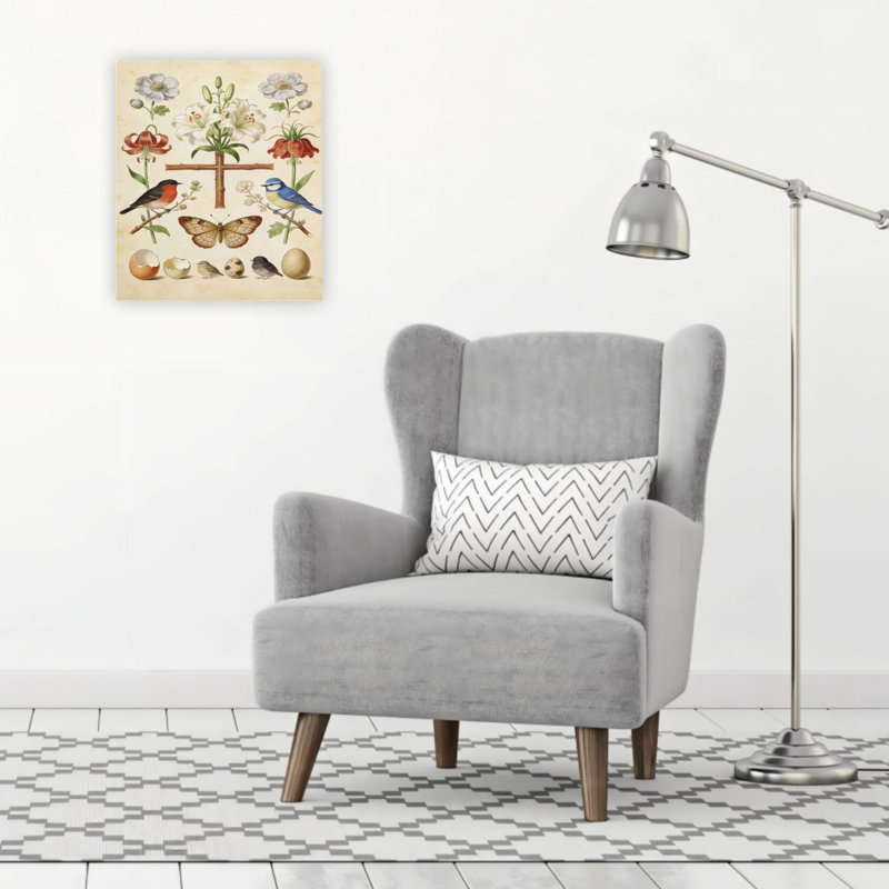 Grande croix de lis de Pâques verte, toile de ferme religieuse, 24 x 20