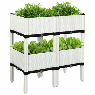 Set Of 4 Elevated Flower Vegetable Grow Planter Box