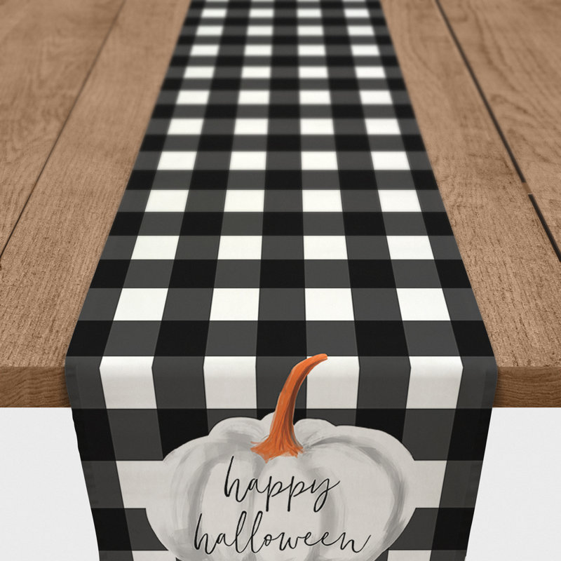 Knutsford Happy Halloween Buffalo Check Table Runner, 72" L x 16" W