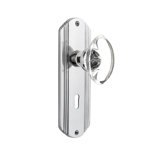 Deco Plate with Decorative Keyhole and Oval Clear Crystal Door Knob