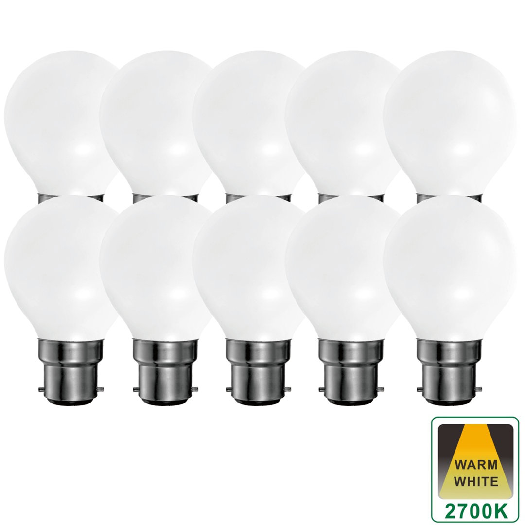 5W B22 Dimmable LED 3000K Golf Light Bulb Opal (Set Of 10)