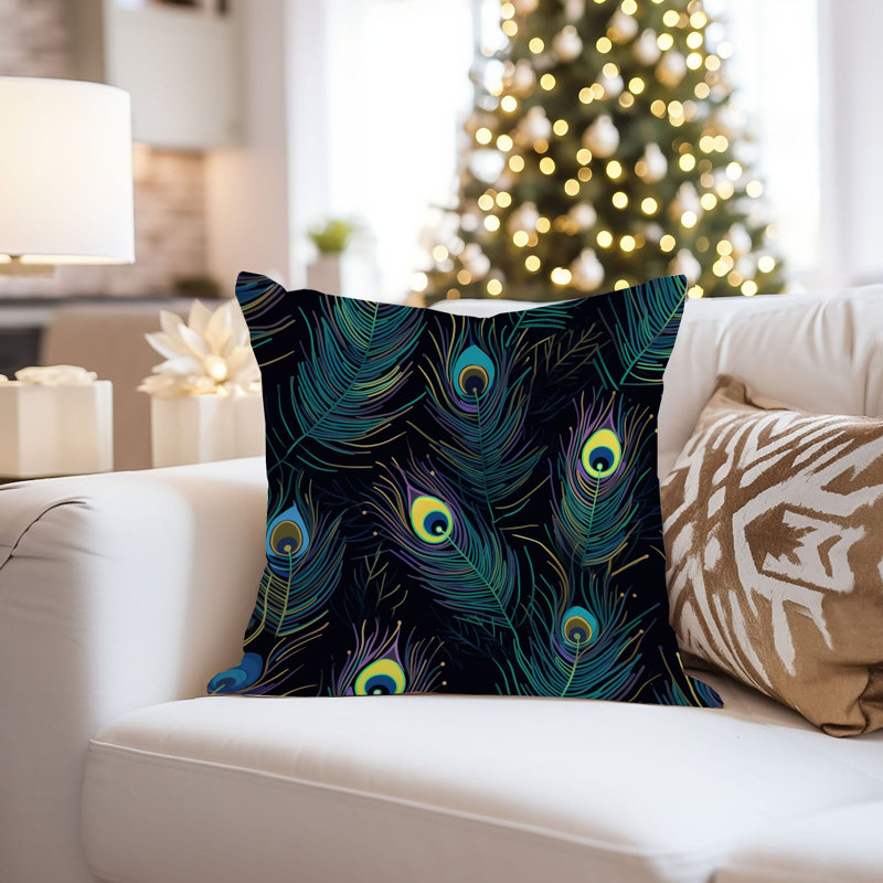 Animals Peacock Feather Pattern IV Modern, 18"H x 18"W