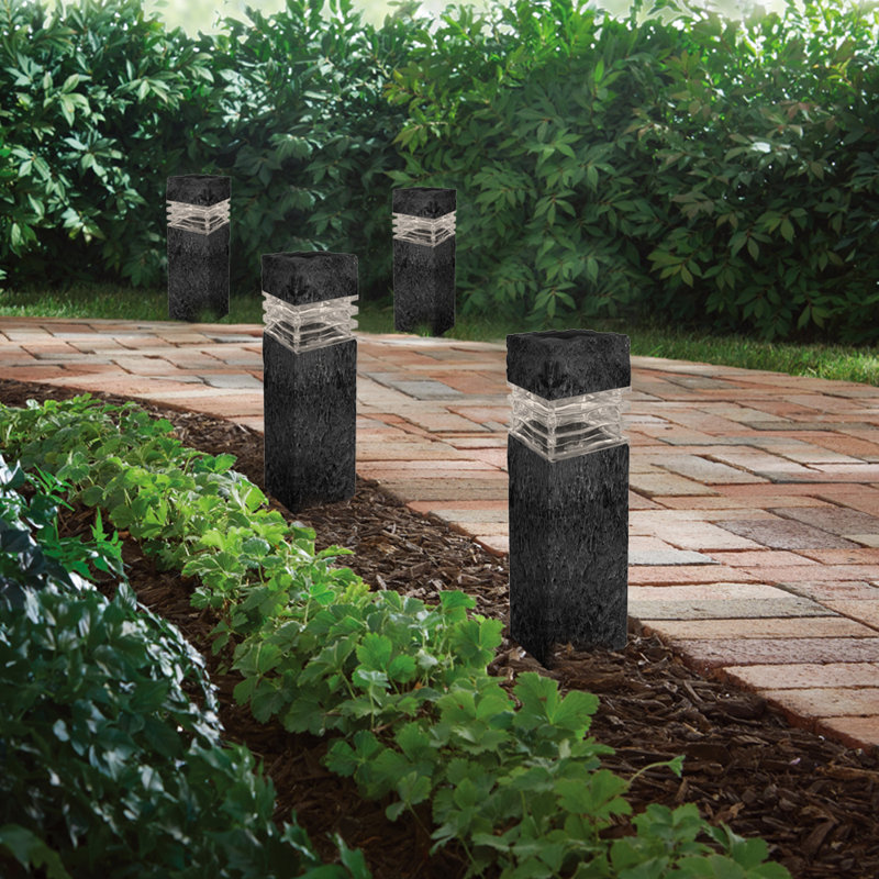 Charcoal Solar Powered Integrated LED Pillar Light