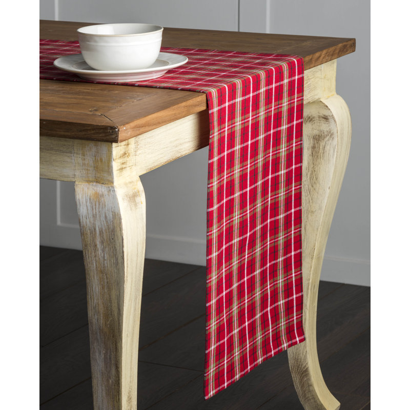 Checkered 100% Cotton Table Runner, Samba