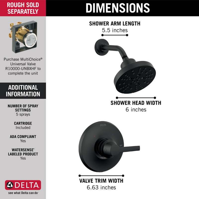 Robinet de douche Galeon, Noir mat