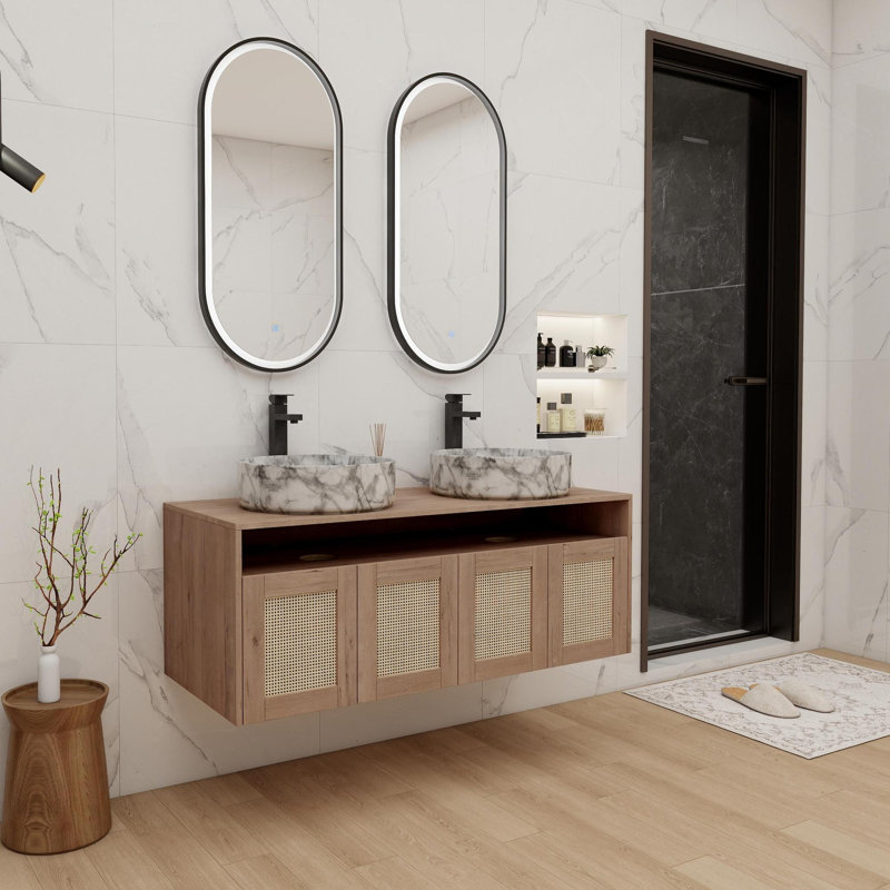 Meuble-lavabo flottant avec lavabo en céramique