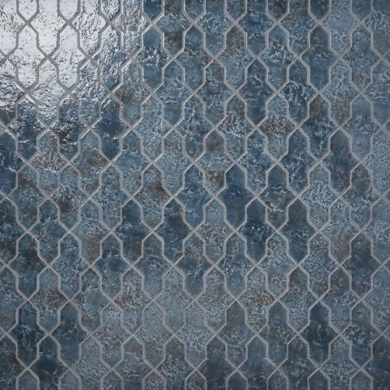 Greta 4x8 T-Shaped Glossy Textured Porcelain Tile, Midnight Blue