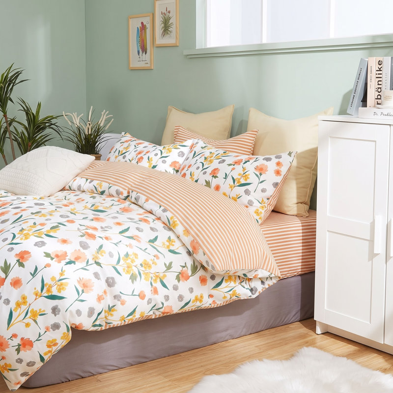 Ensemble d'édredon réversible 100% coton Estella, Édredon pour très grand lit + 2 taies décorativ