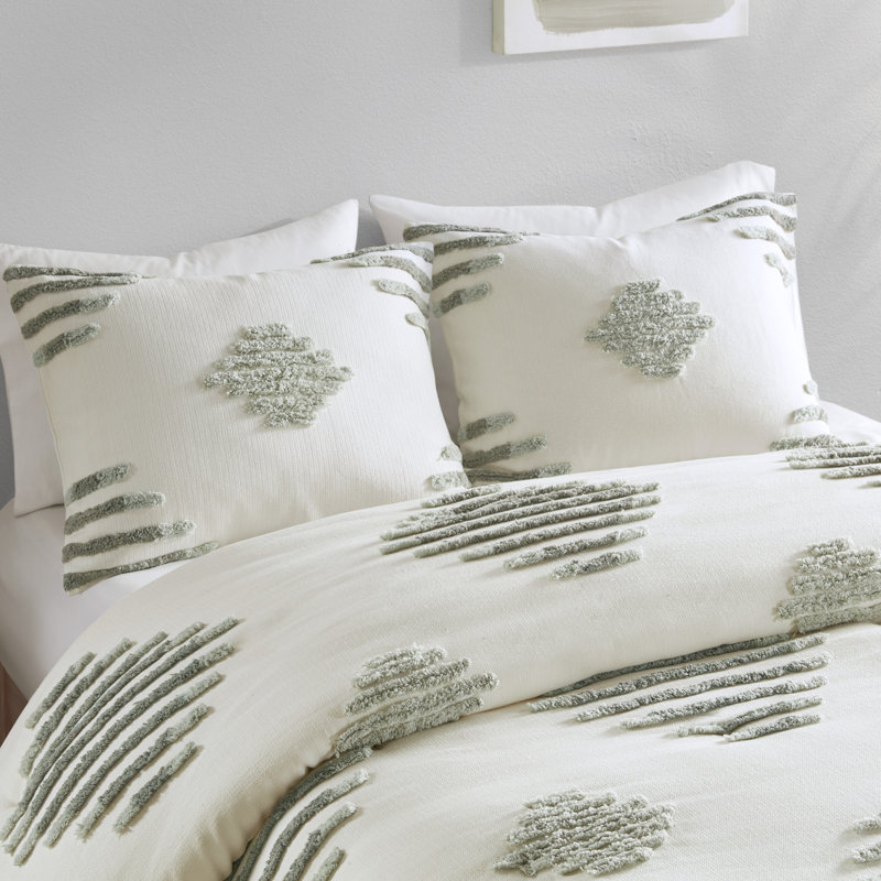 Ensemble de housse de couette en chenille de mélange de coton 3 pièces Tahli