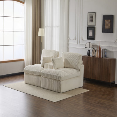 Double méridienne intérieure, canapé-lit surdimensionné et rembourré, siège de luxe, siège profond, sans assemblage requis, blanc