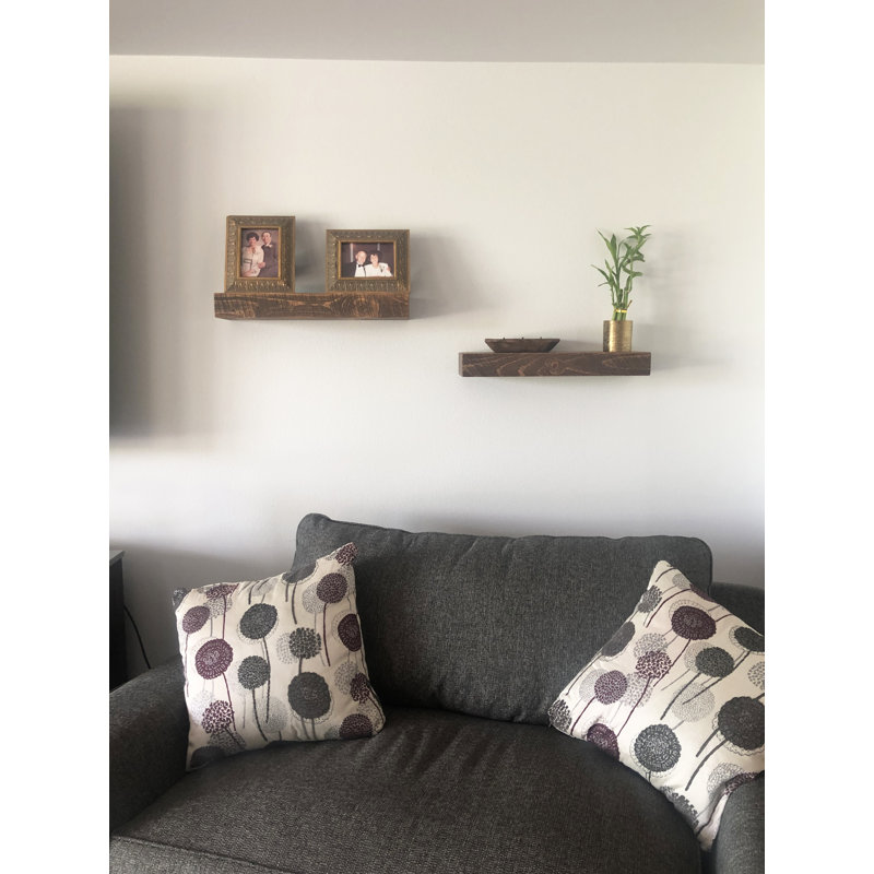 Juna 3 Piece Pine Floating Shelf, Medium Brown, 3" H x 18" W x 7" D