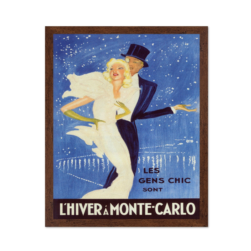 L'hiver à Monte-Carlo, Affiche, H 16 po x l 20 po, Encadrement brun