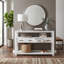 Console de 61,5 po avec 4 tiroirs, 3 tablettes ouvertes à 3 niveaux et poignées en métal, table de canapé polyvalente pour le couloir, la cuisine, le salon et la chambre à coucher-130149773