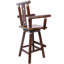 Tabouret de bar rustique - Fabrication en bois de sapin, chaise avec dossier étoile décorative, repose-pieds, accoudoir large, tabouret de cuisine rustique, chaise de bistro haute pour salle à manger, restaurant, pub, 4 pieds