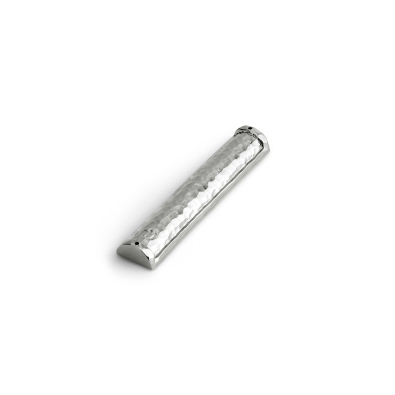 Hammertone Mezuzah, 4.35" H x 1" W x 1" D, Silver