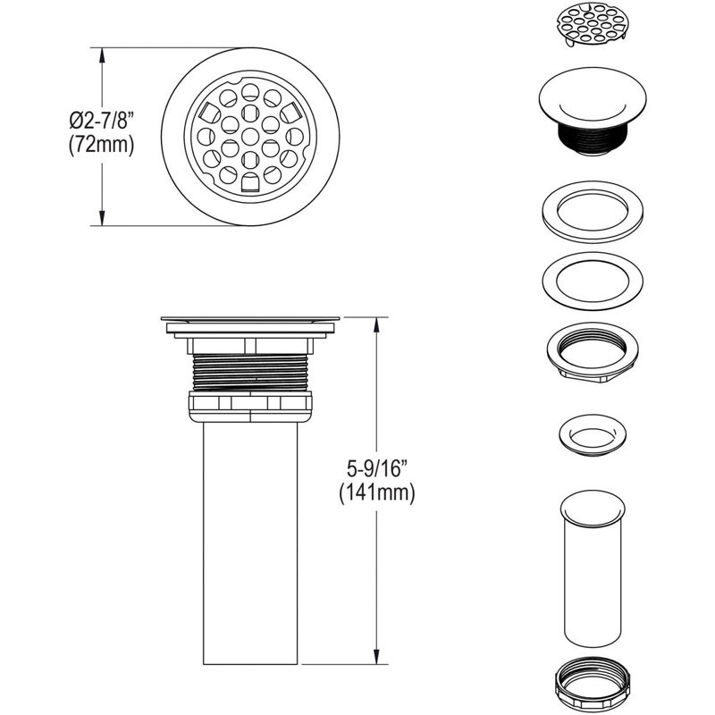 1.5" Grid Bathroom Sink Drain