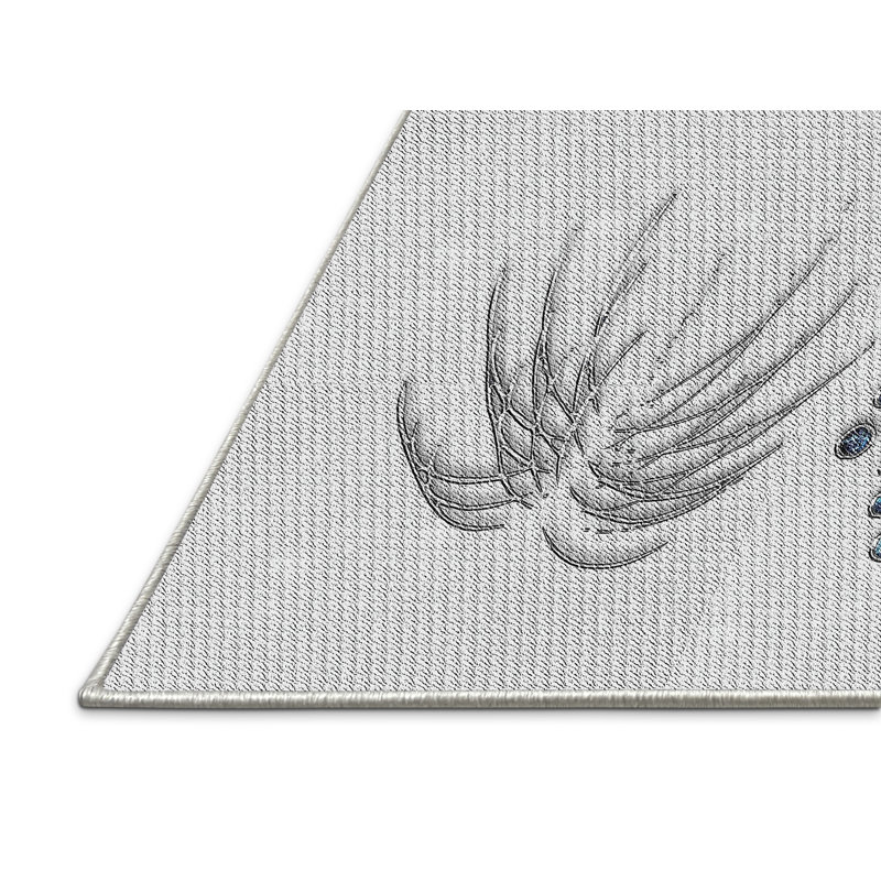 Tapis gris/zone noire à motifs, Rectangle 7 pi x 9 pi