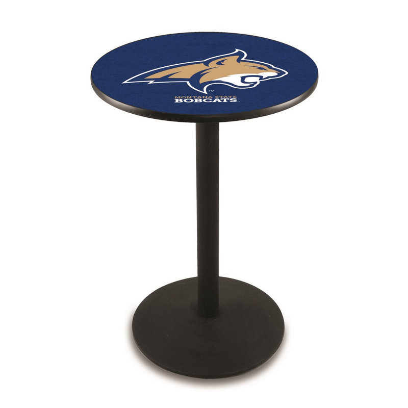 Round Metal Base Dining Table, Montana State University, Black Wrinkle