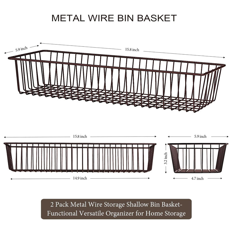 Ensemble de 2 paniers de rangement en métal Farmhouse Decor, Bronze
