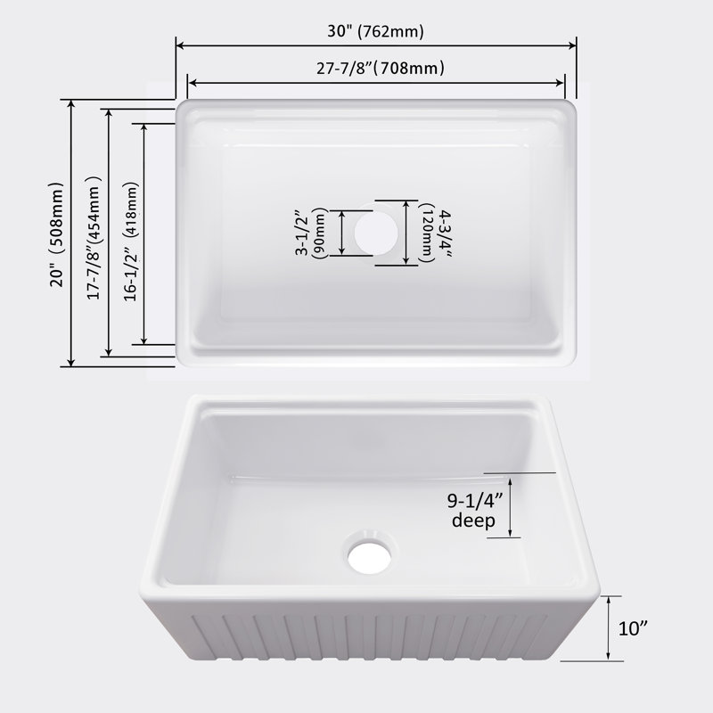 Belfry Kitchen 508mm W Single Bowl Ceramic Kitchen Sink